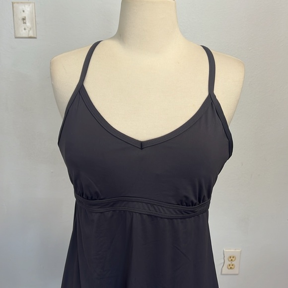 Athleta Shorebreak Gray Activewear Swim Athletic Dress Built In Bra Size M - Picture 4 of 14